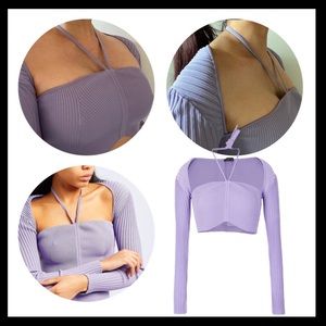 Ribbed Knit Cardigan Crop Shrug Top - S